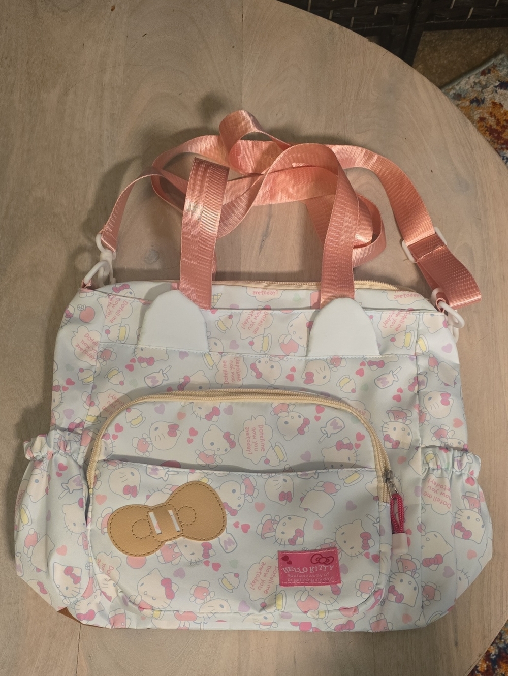 NWOT Hello Kitty 2-Way Messenger Bag Tote Pink Cream
